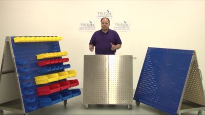 Image showing  29.75 in. Mobile Combination Cart with 1 Side Triton Products Poly Pegboard and 1 Side Louvered Panel Storage