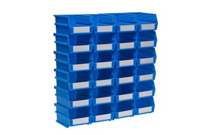 Triton Products 5-3/8 in. L x 4-1/8 in. W x 3 in. H Blue Stacking, Hanging, Interlocking Polypropylene Bins, 24 CT