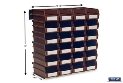 Image showing  24-Bin Wall Storage Unit with Mounting Rails, Brown