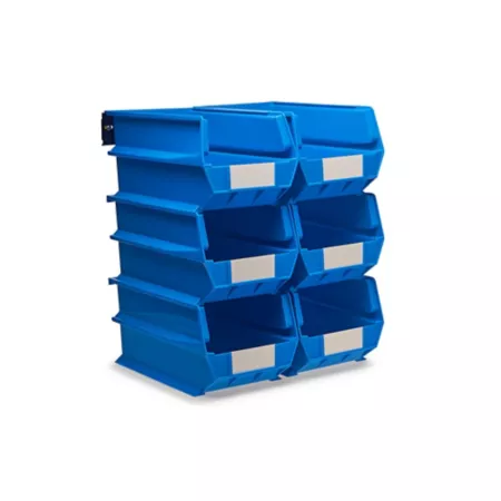 Triton Products Wall Mounted Storage Unit with (6) 14 3/4" L x 8 1/4" W x 7" H Blue Nesting Bins and Wall Mounting Rails Storage Bins