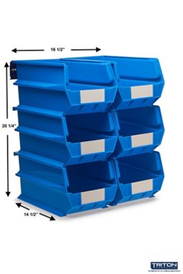 Image showing  Wall Storage Unit with (6) 14-3/4 in. x 8-1/4 in. x 7 in. Blue Interlocking Bins and Wall Mount Rails