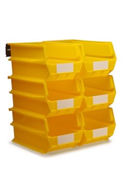 Triton Products Wall Storage Unit with (6) 14-3/4 in. L x 8-1/4 in. W x 7 in. H Yellow Interlocking Bins & Wall Mount Rails