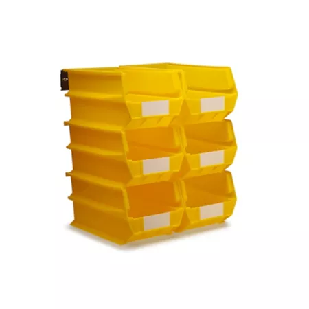 Triton Products Wall Mounted Storage Unit with (6) 14-3/4" Length x 8-1/4" Width x 7" Height Yellow Self-Locking Bins and Wall Mounting Rails Storage Bins