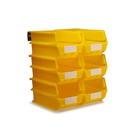 Triton Products Wall Storage Unit with (6) 14-3/4 in. L x 8-1/4 in. W x 7 in. H Yellow Interlocking Bins & Wall Mount Rails