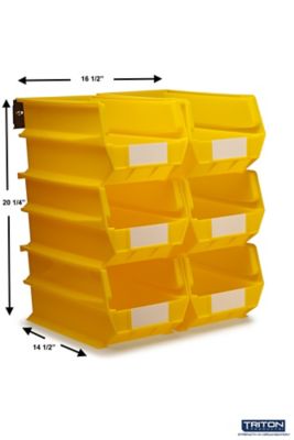Image showing  Wall Storage Unit with (6) 14-3/4 in. x 8-1/4 in. x 7 in. Yellow Interlocking Bins and Wall Mount Rails