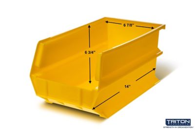 Image showing  Wall Storage Unit with (6) 14-3/4 in. x 8-1/4 in. x 7 in. Yellow Interlocking Bins and Wall Mount Rails