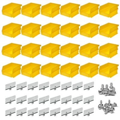 Triton Products 5-3/8 in. L x 4-1/8 in. W x 3 in. H Yellow Polypropylene Hanging Bin & BinClip Kit, 24 CT