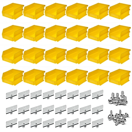 Triton Products 5-3/8 in. L x 4-1/8 in. W x 3 in. H Yellow Polypropylene Hanging Bin & BinClip Kit, 24 CT