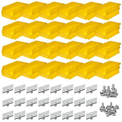 Triton Products 7-3/8 in. L x 4-1/8 in. W x 3 in. H Yellow Polypropylene Hanging Bin & BinClip Kit, 24 CT