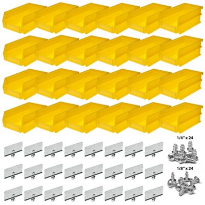Image showing  Polypropylene Hanging Bin and Bin Clip Kit, 7-3/8 in. x 4-1/8 in. x 3 in., Yellow, 24-Pack