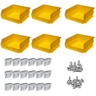 Triton Products 10-7/8 in. L x 11 in. W x 5 in. H Yellow Polypropylene Hanging Bin & BinClip Kit, 6 CT