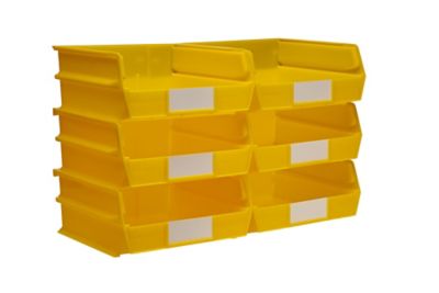 Image showing  Polypropylene Hanging Bin and Bin Clip Kit, 10-7/8 in. x 11 in. x 5 in., Yellow, 6-Pack