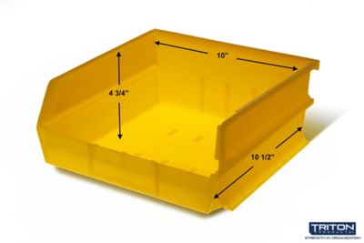 Image showing  Polypropylene Hanging Bin and Bin Clip Kit, 10-7/8 in. x 11 in. x 5 in., Yellow, 6-Pack