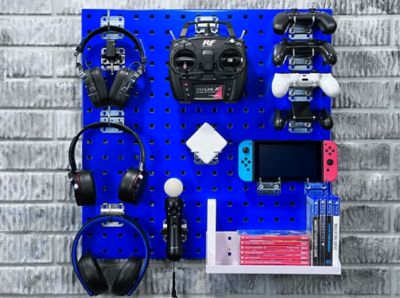 Image showing  (2) 24 x 24 x 9/16 in. Blue Epoxy, 18 Gauge Steel Square Hole Pegboards with 46 pc. LocHook Assortment, LB1-BKIT