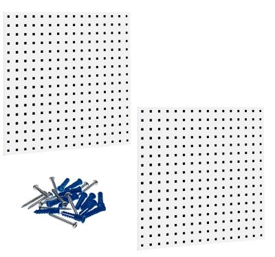 Triton Products (2) 24 in. x 24 in. x 9/16 in. White Epoxy, 18 Gauge Steel Square Hole Pegboards, LB1-W