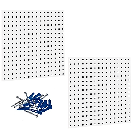 Triton Products (2) 24 in. x 24 in. x 9/16 in. White Epoxy, 18 Gauge Steel Square Hole Pegboards, LB1-W