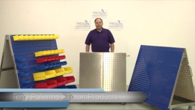 Image showing  48 In. L x 46 In. H x 26-5/8 In. W Aluminum Frame Tool Cart with Tray and White LocBoard, White