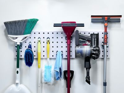 Image showing  31.5 in. x 9 in. 18 Gauge Steel Square Hole Gardening Pegboard with 8 pc. LocHook Assortment, White, LBS31G-WHT