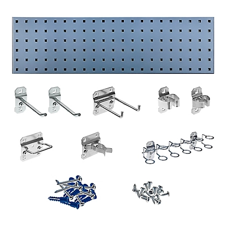 Triton Products 31.5 in. x 9 in. 18 Gauge Steel Square Hole Tool Pegboard with 8 pc. LocHook Assortment, Silver, LBS31T-SLV