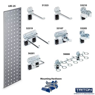 Image showing  31.5 in. x 9 in. 18 Gauge Steel Square Hole Tool Pegboard with 8 pc. LocHook Assortment, Silver