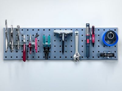 Image showing  31.5 in. x 9 in. 18 Gauge Steel Square Hole Tool Pegboard with 8 pc. LocHook Assortment, Silver