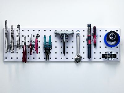Image showing  31.5 in. x 9 in. 18 Gauge Steel Square Hole Tool Pegboard with 8 pc. LocHook Assortment, White, LBS31T-WHT
