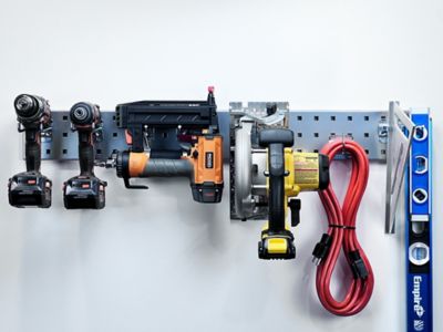 Image showing  36 in. x 4.5 in. 18 Gauge Steel Square Hole Gardening Pegboard with 8 pc. LocHook Assortment, Silver