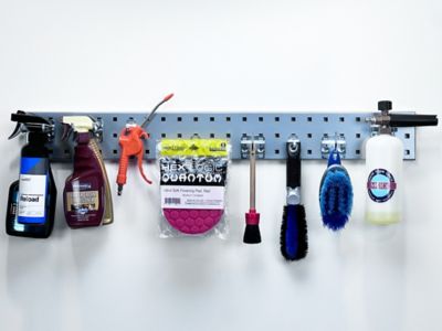 Image showing  36 in. x 4.5 in. 18 Gauge Steel Square Hole Gardening Pegboard with 8 pc. LocHook Assortment, Silver