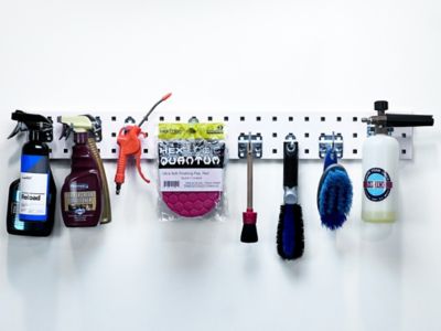 Image showing  36 in. x 4.5 in. 18 Gauge Steel Square Hole Gardening Pegboard with 8 pc. LocHook Assortment, White, LBS36G-WHT