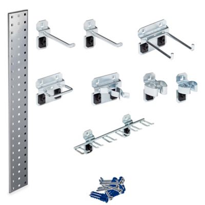 Triton Products 36 in. x 4.5 in. 18 Gauge Steel Square Hole Tool Pegboard with 8 pc. LocHook Assortment, Silver, LBS36T-SLV