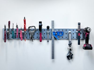 Image showing  36 in. x 4.5 in. 18 Gauge Steel Square Hole Tool Pegboard with 8 pc. LocHook Assortment, Silver, LBS36T-SLV