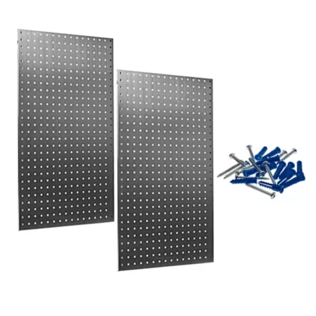 Triton Products (2) 24 in x 42-1/2 in x 9/16 in Stainless Steel Square Hole Pegboards with Wall Mounting Hardware LB2-S Pegboards