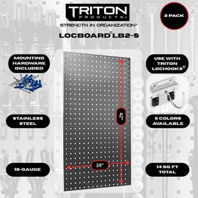 Image showing  (2) 24 in. x 42-1/2 in. x 9/16 in. Stainless Steel Square Hole Pegboards with Wall Mounting Hardware, LB2-S