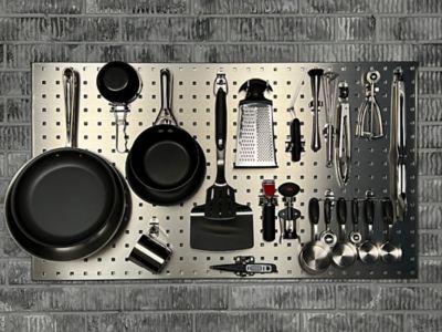 Image showing  (2) 24 in. x 42-1/2 in. x 9/16 in. Stainless Steel Square Hole Pegboards with Wall Mounting Hardware, LB2-S