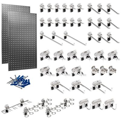 Triton Products (2) 24 in. x 42-1/2 in. x 9/16 in. 304 Square Hole Pegboards, 45 pc. LocHook Assortment, LB2-SKIT