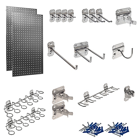 Triton Products (2) 24 in. x 42-1/2 in. x 9/16 in. 304 Square Hole Pegboards, 45 pc. LocHook Assortment, LB2-SKIT