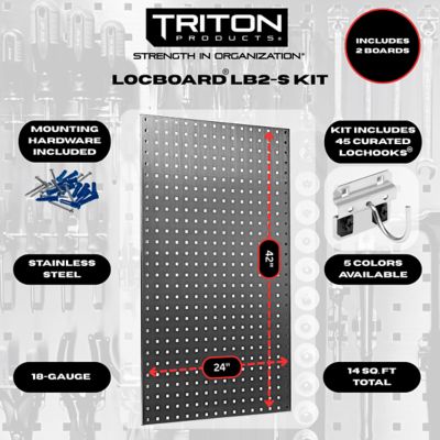 Image showing  24 W x 42 H x 9/16 D in. 304 Stainless Steel Square Hole Pegboards with 45 pc. Stainless Lochook Assortment