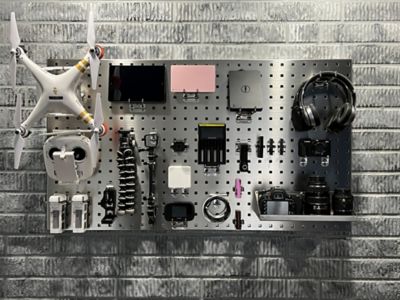 Image showing  24 W x 42 H x 9/16 D in. 304 Stainless Steel Square Hole Pegboards with 45 pc. Stainless Lochook Assortment