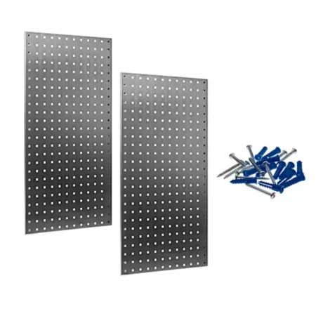 Triton Products (2) 18 in x 36 in x 1/2 in 304 Stainless Steel Square Hole Pegboards Wall Mounting Hardware LB18-S Pegboards