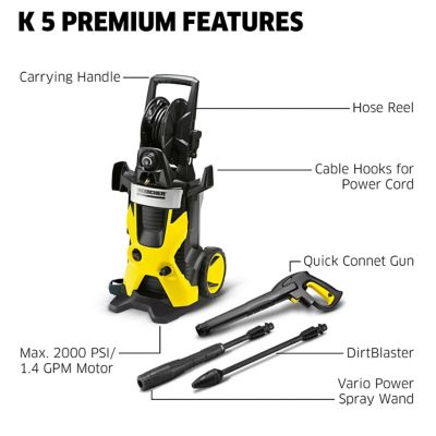 Image showing  2,000 PSI 1.4 GPM Electric Cold Water K5 Premium Pressure Washer, 25 ft. High Pressure Hose