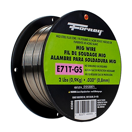 Forney 0.030 in. E71T-GS Flux Core Mild Steel MIG Welding Wire, 79,000 PSI, 2 lb.