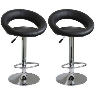 AmeriHome Classic Relaxed Bar Stools, Black, 21 in. W Seat, 330 lb. Capacity, 24-32 in. Seat Adjustment, 2 pc.