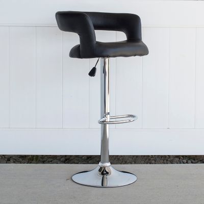 Image showing  Adjustable-Height Bar Stool with Round Back, 40 in.