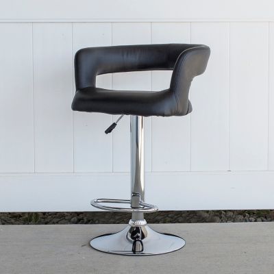Image showing  Adjustable-Height Bar Stool with Round Back, 40 in.