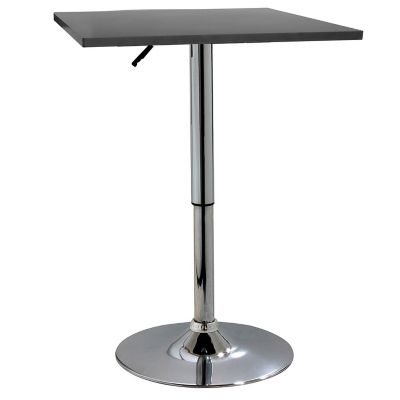 AmeriHome Square Adjustable-Height Wood-Top Bistro Table, Black, 330 lb. Capacity, 24 in. Table, 27-36 in. H Table