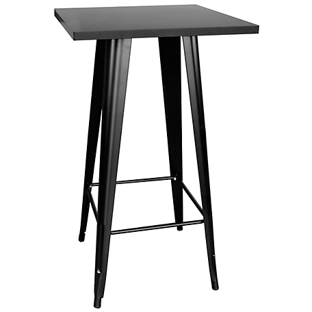 AmeriHome Rectangular Loft Metal Pub Table with Metal Top, Black