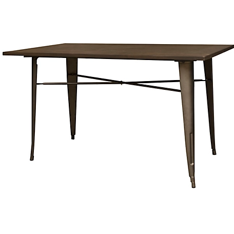 AmeriHome Rectangular Loft Rustic Gunmetal Metal Dining Table with Wood Top