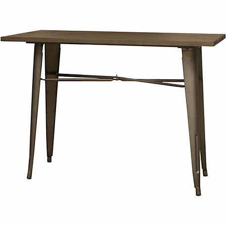 AmeriHome Rectangular Loft Counter-Height Metal Dining Table with Wood Top, Rustic Gunmetal