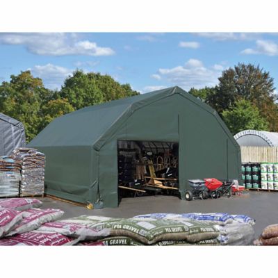 ShelterLogic 20 ft. x 20 ft. x 12 ft. SP Barn Heavy-Duty Green 14.5 oz. PE Shelter, PECADA0204F02002012