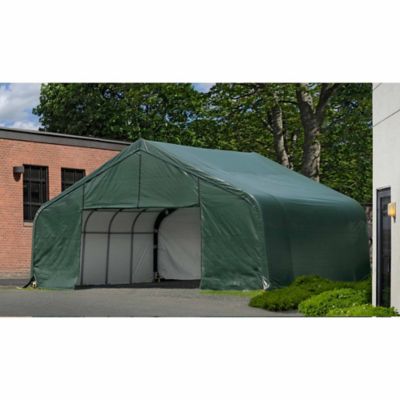 ShelterLogic 20 ft. x 32 ft. x 13 ft. SP Peak Heavy-Duty Green 14.5 oz. PE Shelter, PEAADA0204F02003213